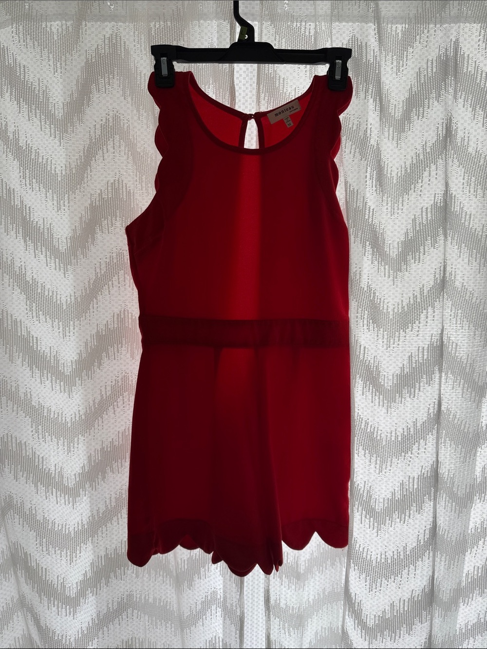 Monteau Bright red/orange Scalloped Romper for women
